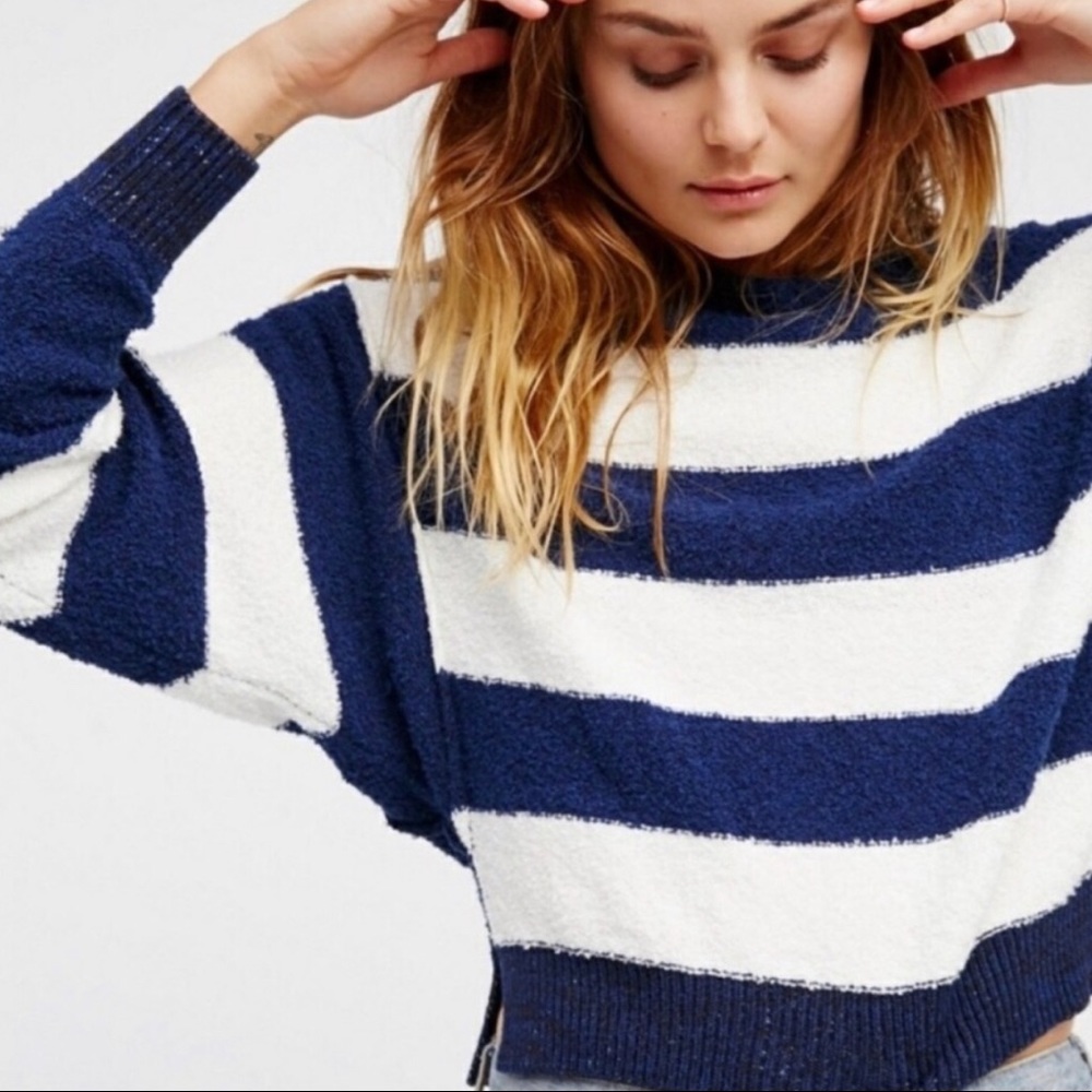 Free People blue and white striped sweater